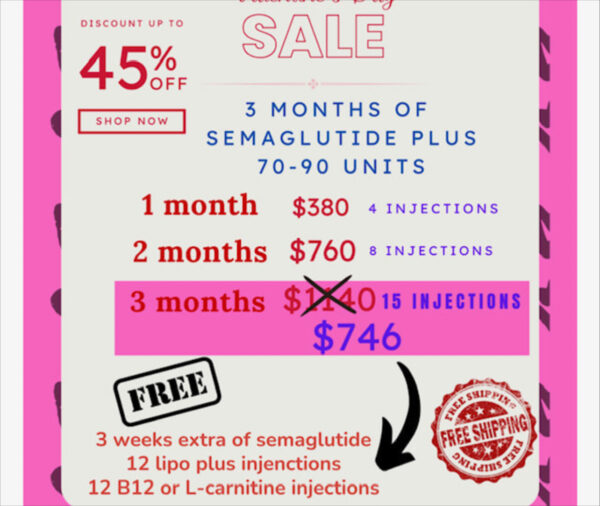 GLP-1+ (semaglutide+) Plan 70-90: 12 weeks and one moth free Promo