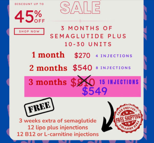 GLP-1+ (semaglutide+) Plan 10-30: 12 weeks and one month free