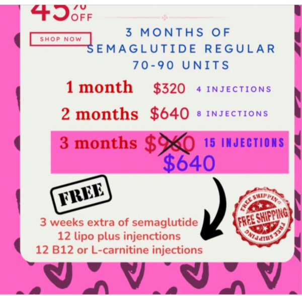 GLP-1 (semaglutide) Plan 70-90: 12 weeks and one month free  promo