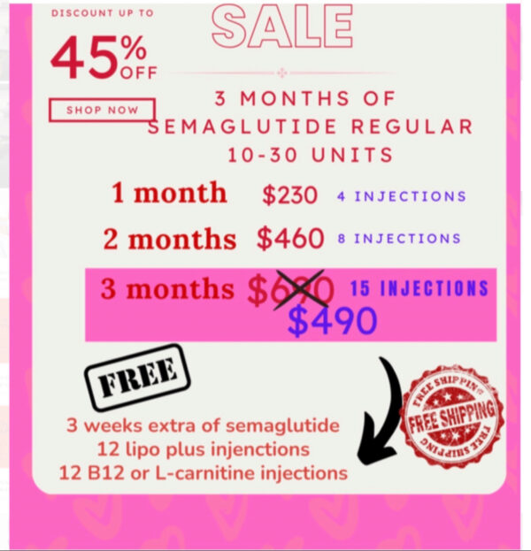 GLP-1 (semaglutide) Plan 10-30: 12 weeks and one month free